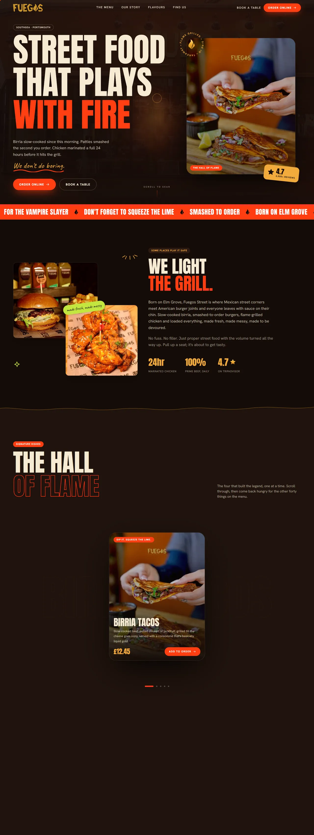 Fuegos Street Food — website by Novion